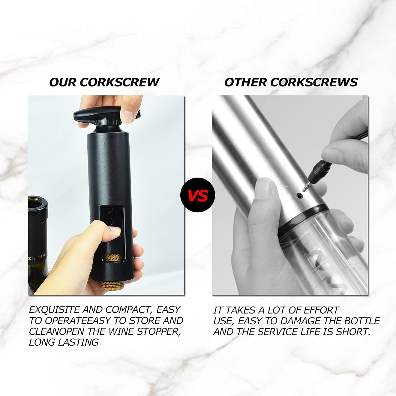 HASTHIP® Black Reusable ABS T Shape Handle Manual Wine Bottle Opener Corkscrew with Foil Cutter for Home,Kitchen,Party,Restaurant,Bar Without Charing HASTHIP® Black Reusable ABS T Shape Handle Manual Wine Bottle Opener Corkscrew with Foil Cutter for Home,Kitchen,Party,Restaurant,Bar Without Charing
